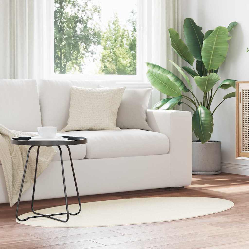 Alfombras vidaxl oval huarte crema 80 x 150 cm 100% poliéster