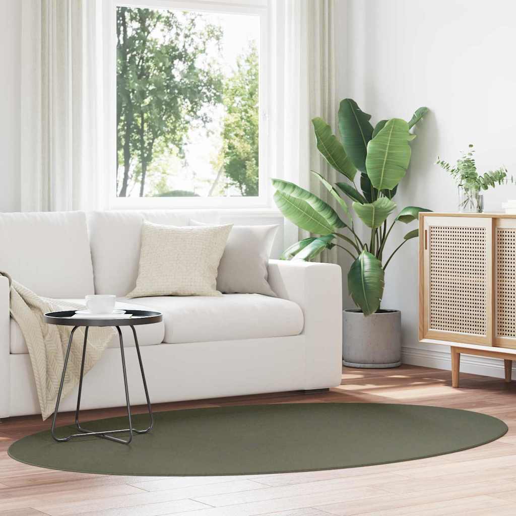 Vidaxl tappeto ovale huarte verde foresta 140 x 200 cm 100% poliestere