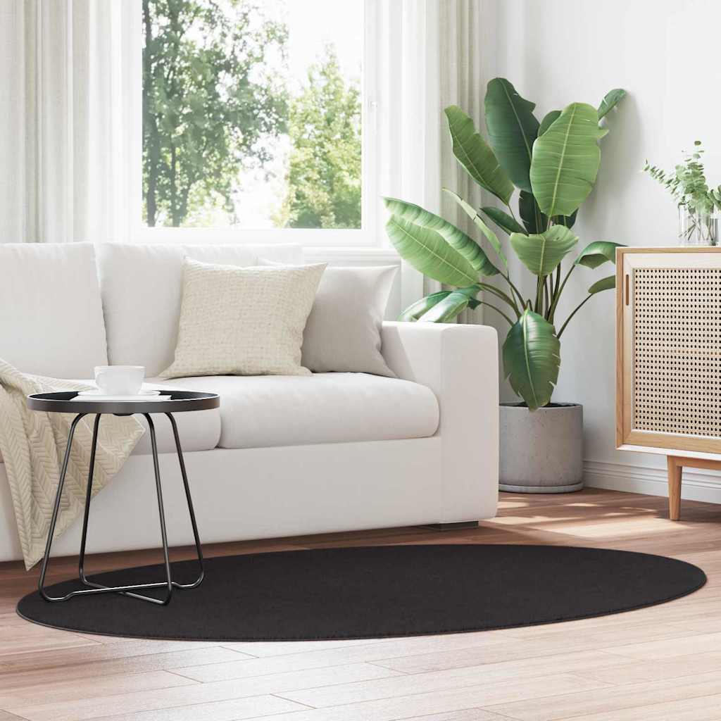 Tappeti Vidaxl ovale huarte nero 120 x 170 cm 100% poliestere