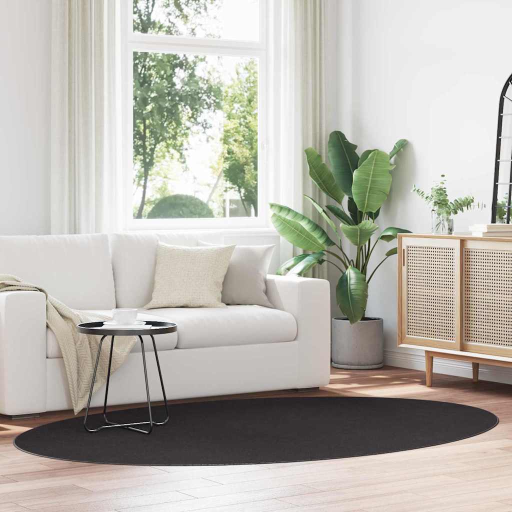 Vidaxl vloerkleden ovaal huarte zwart 160 x 230 cm 100% polyester