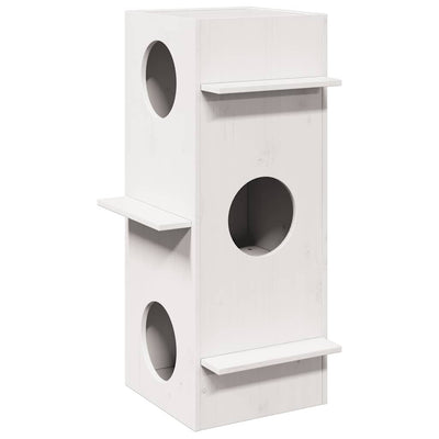 Vidaxl kattenhuis 43x43x90 cm massief grenenhout wit