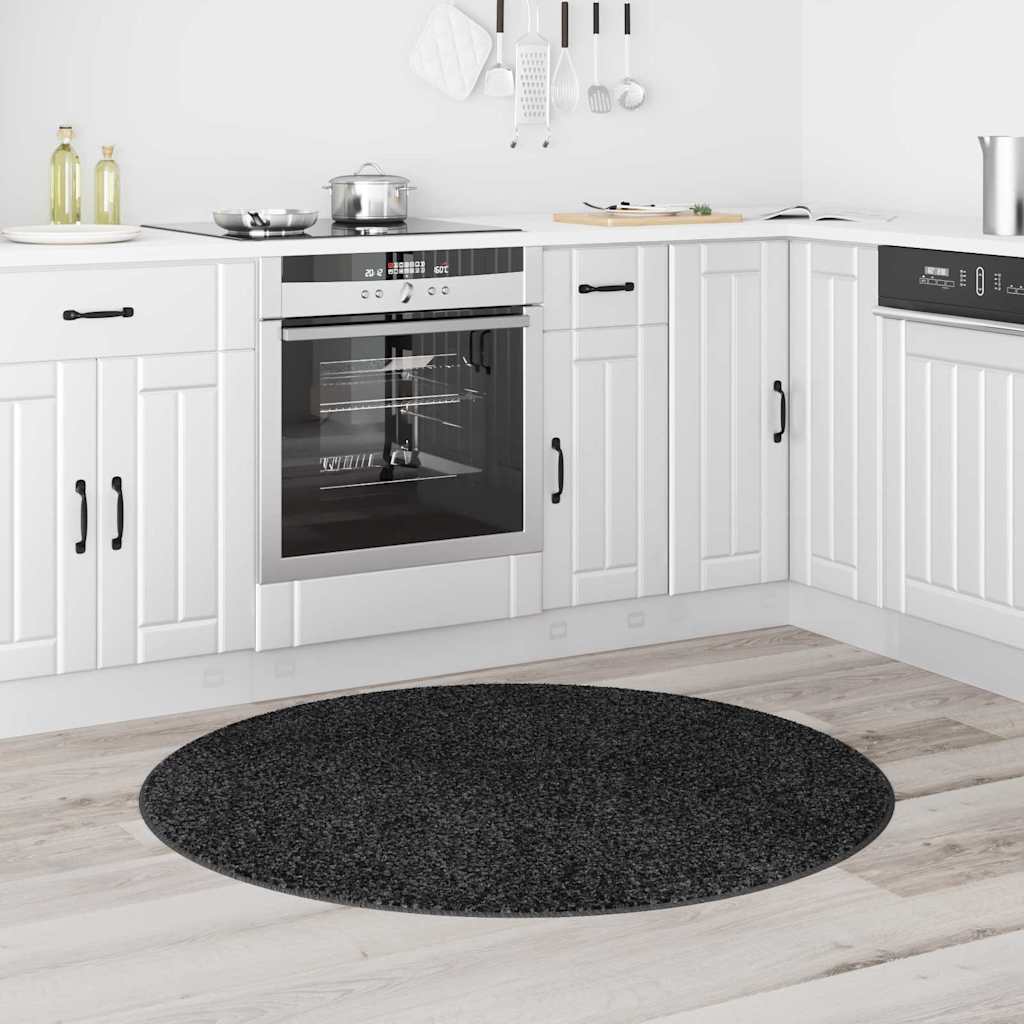 Vidaxl antislip shaggy tapijt donkergrijs 120 x 120 cm pp