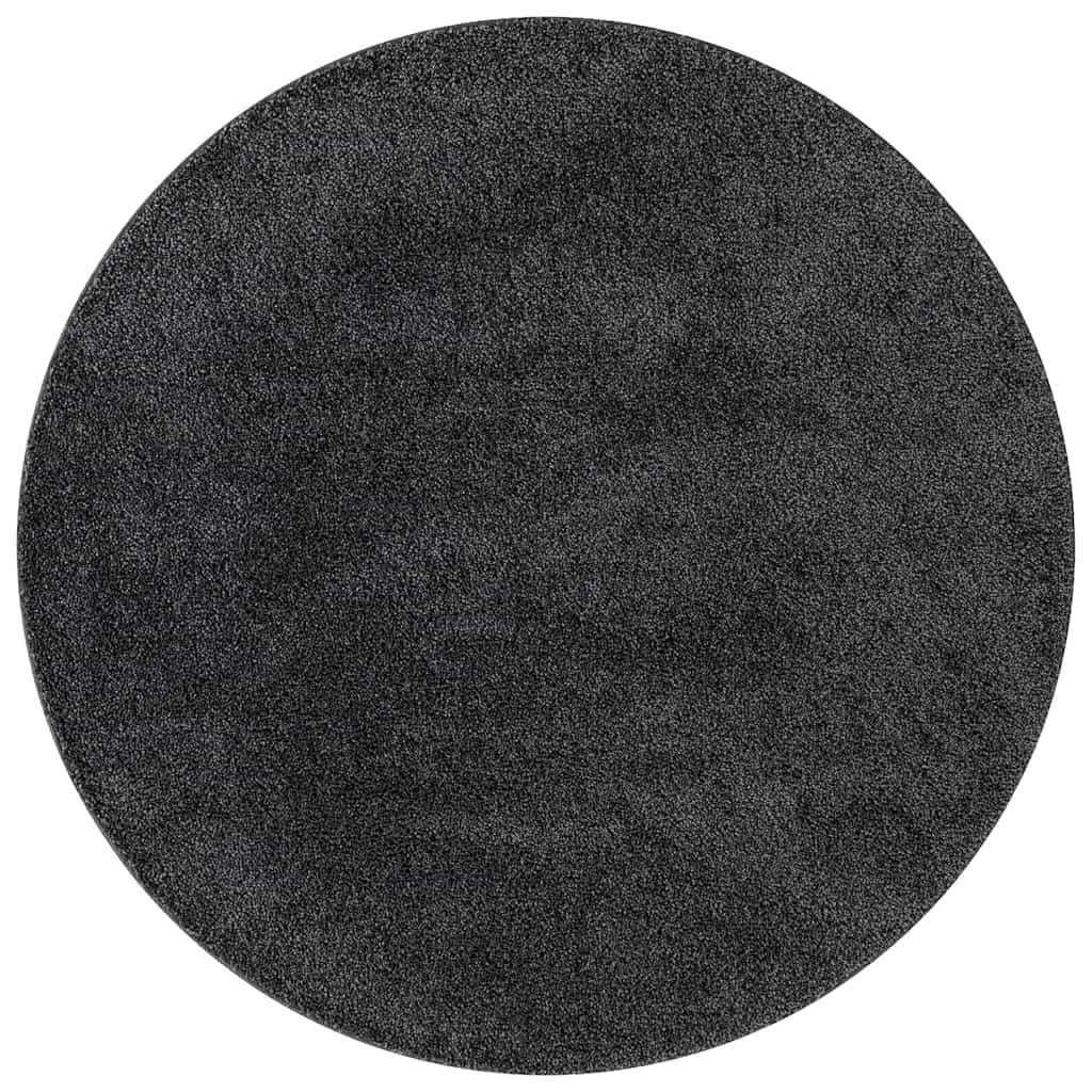 Vidaxl antislip shaggy tapijt donkergrijs 120 x 120 cm pp