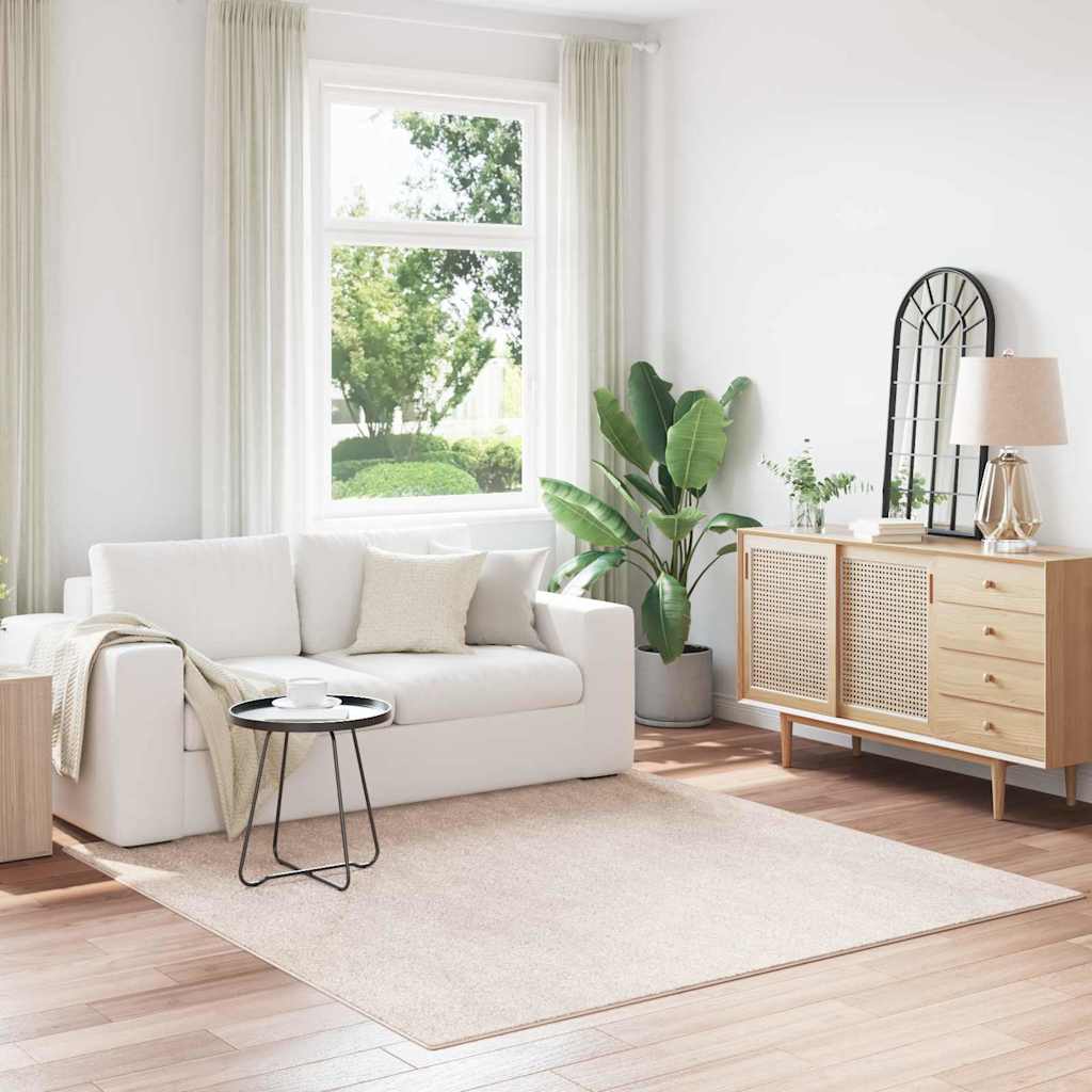 Vidaxl antislip shaggy tapijt crème 200 x 200 cm pp
