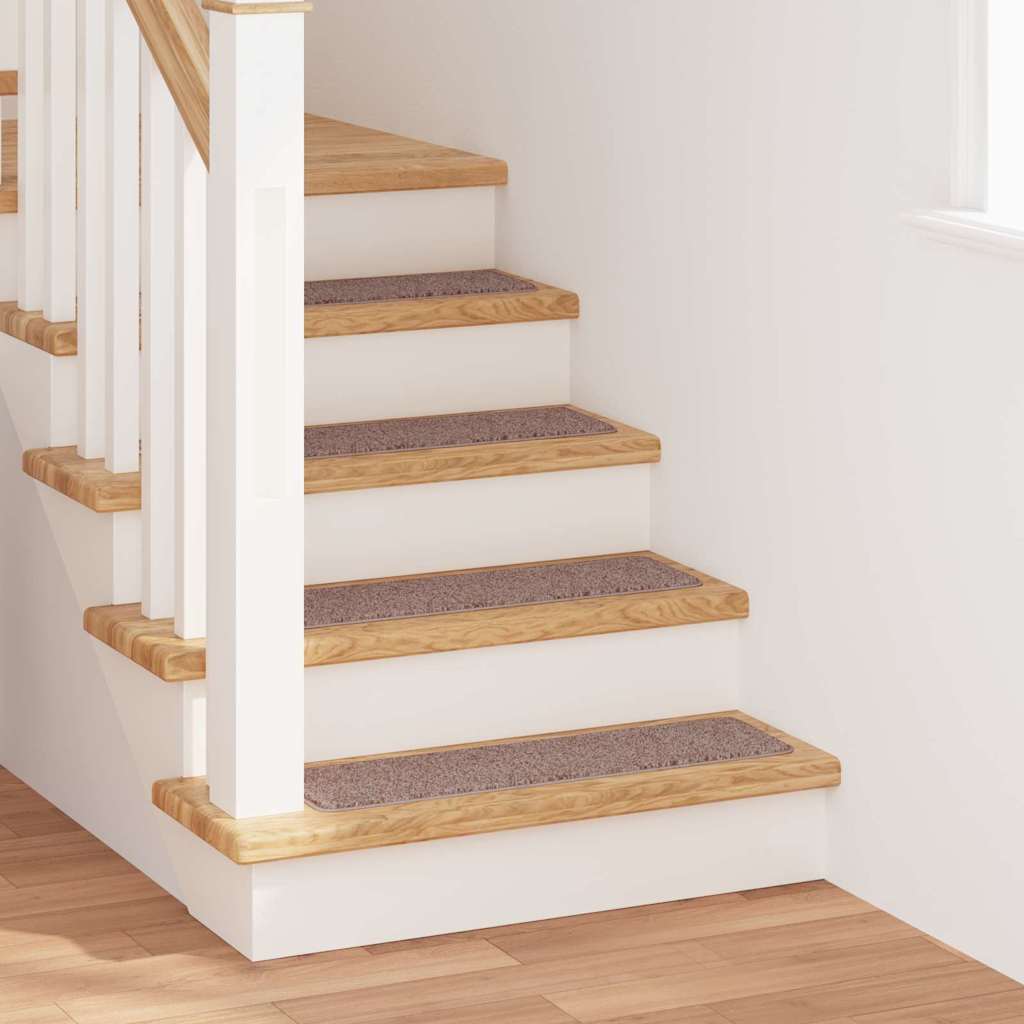 Tappetini per scale antiscivolo Vidaxl 15 pz marrone chiaro 75 x 20 cm pp