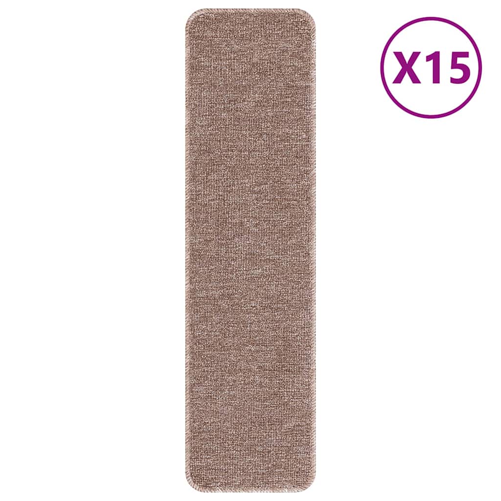 Tappetini per scale antiscivolo Vidaxl 15 pz marrone chiaro 75 x 20 cm pp