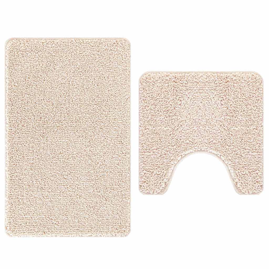 VidaXL juego de alfombrillas de baño antideslizantes 2 uds crema pp