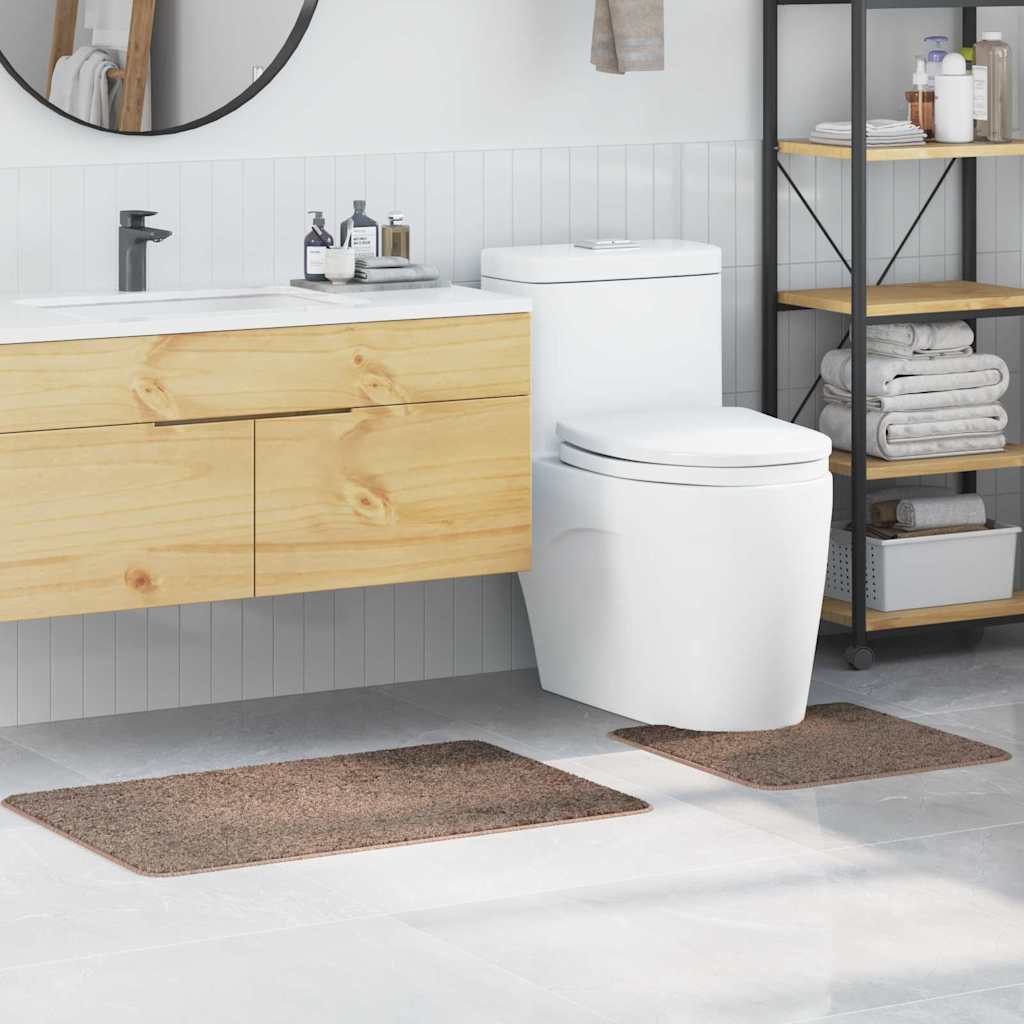 VidaXL juego de alfombrillas de baño antideslizantes 2 pzs pp marrón