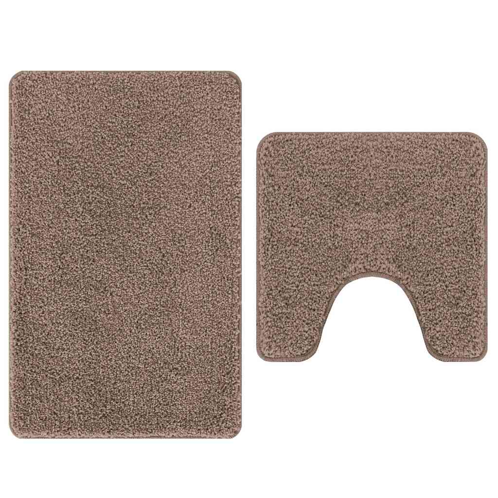 VidaXL juego de alfombrillas de baño antideslizantes 2 pzs pp marrón