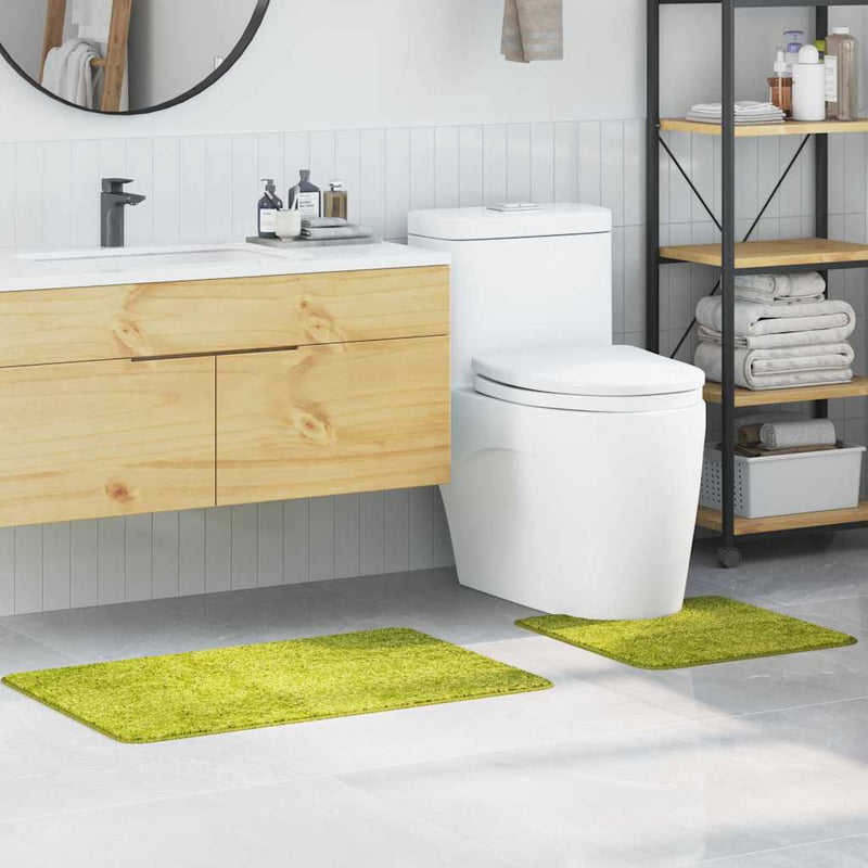 VidaXL set tappetini da bagno antiscivolo 2 pz verde pp