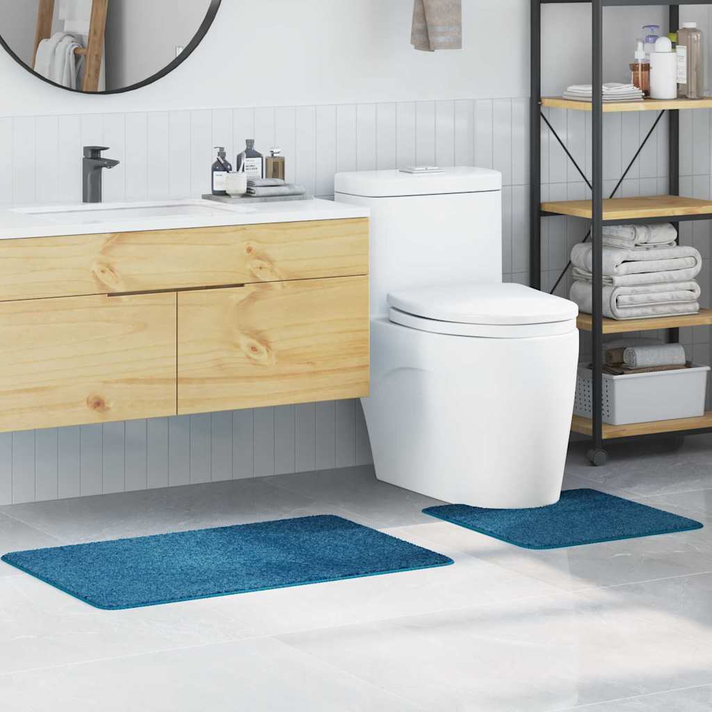 VidaXL set tappetini da bagno antiscivolo 2 pezzi blu pp