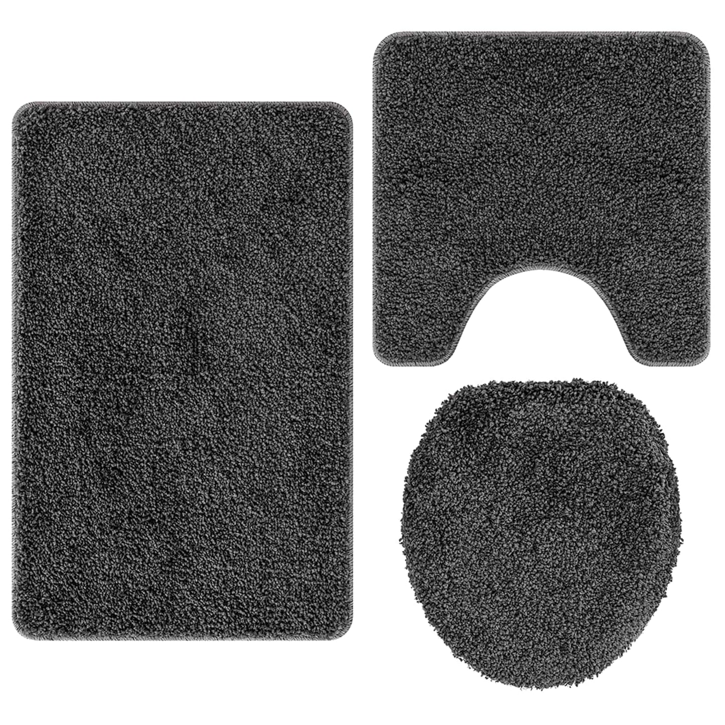 VidaXL set tappetini da bagno antiscivolo 3 pezzi grigio scuro pp