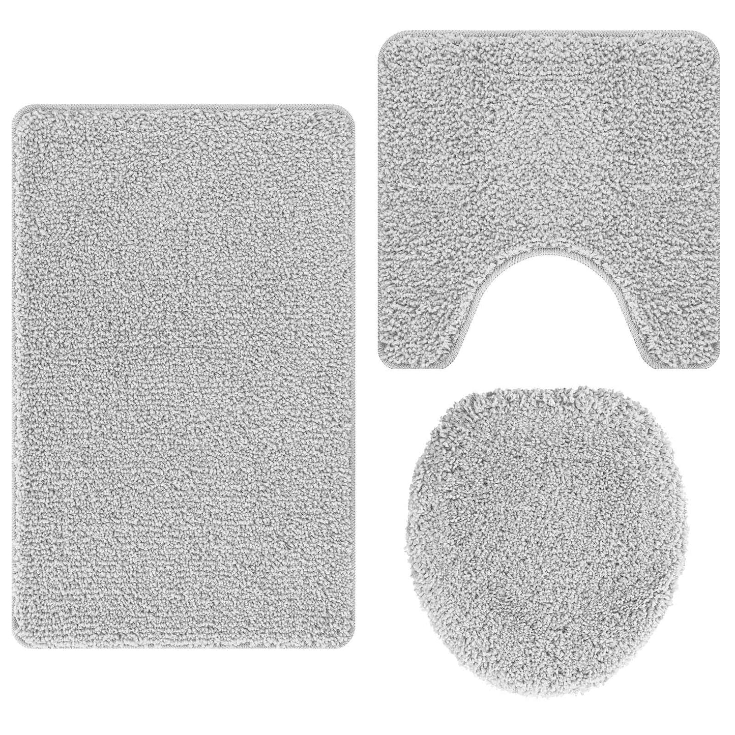 VidaXL set tappetini da bagno antiscivolo 3 pezzi grigio pp