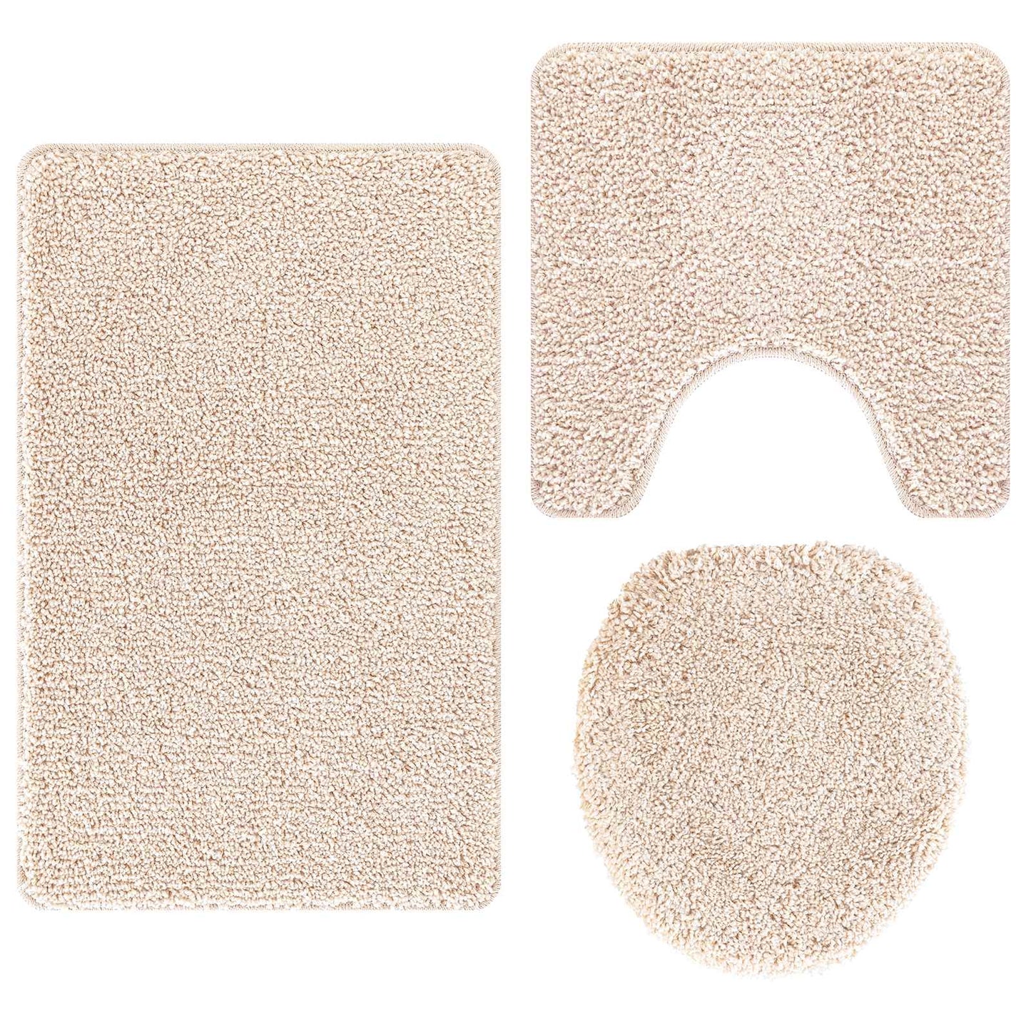 VidaXL juego de alfombrillas de baño antideslizantes 3 pzs crema pp