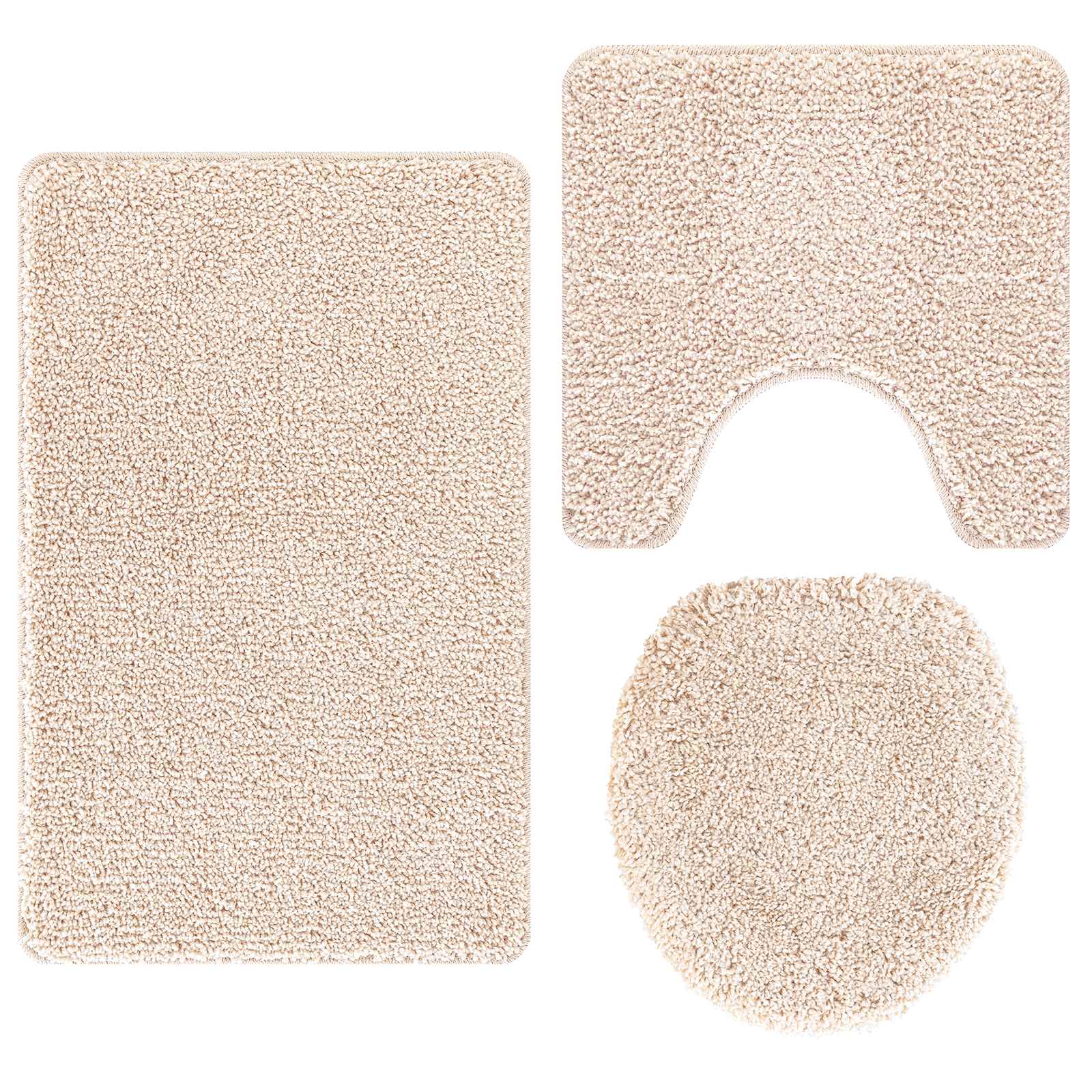 VidaXL juego de alfombrillas de baño antideslizantes 3 pzs crema pp