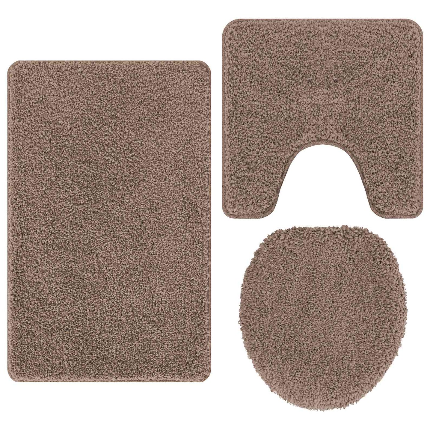 Vidaxl antislip badmat set 3 pcs bruin pp