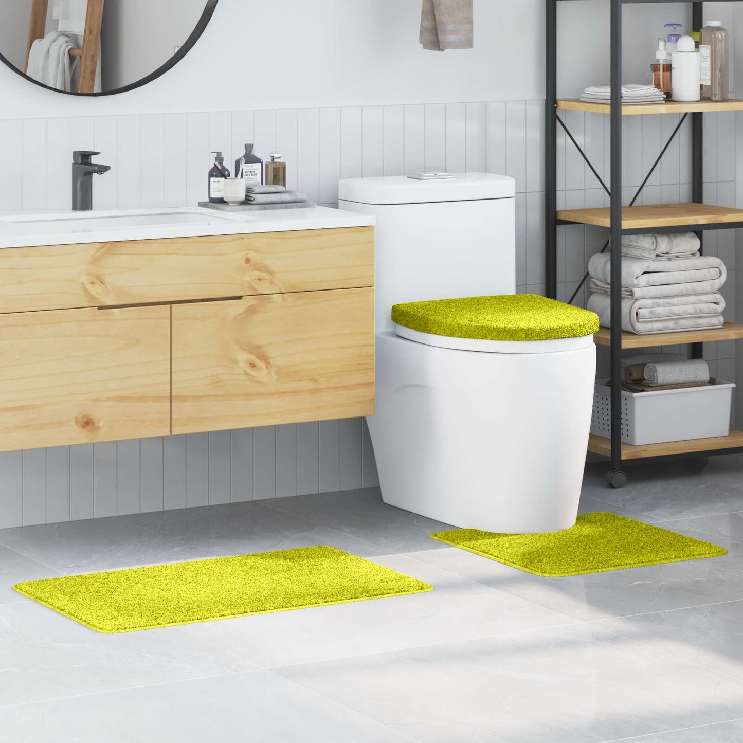 Vidaxx tappetini da bagno antiscivolo set 3 pz verde pp