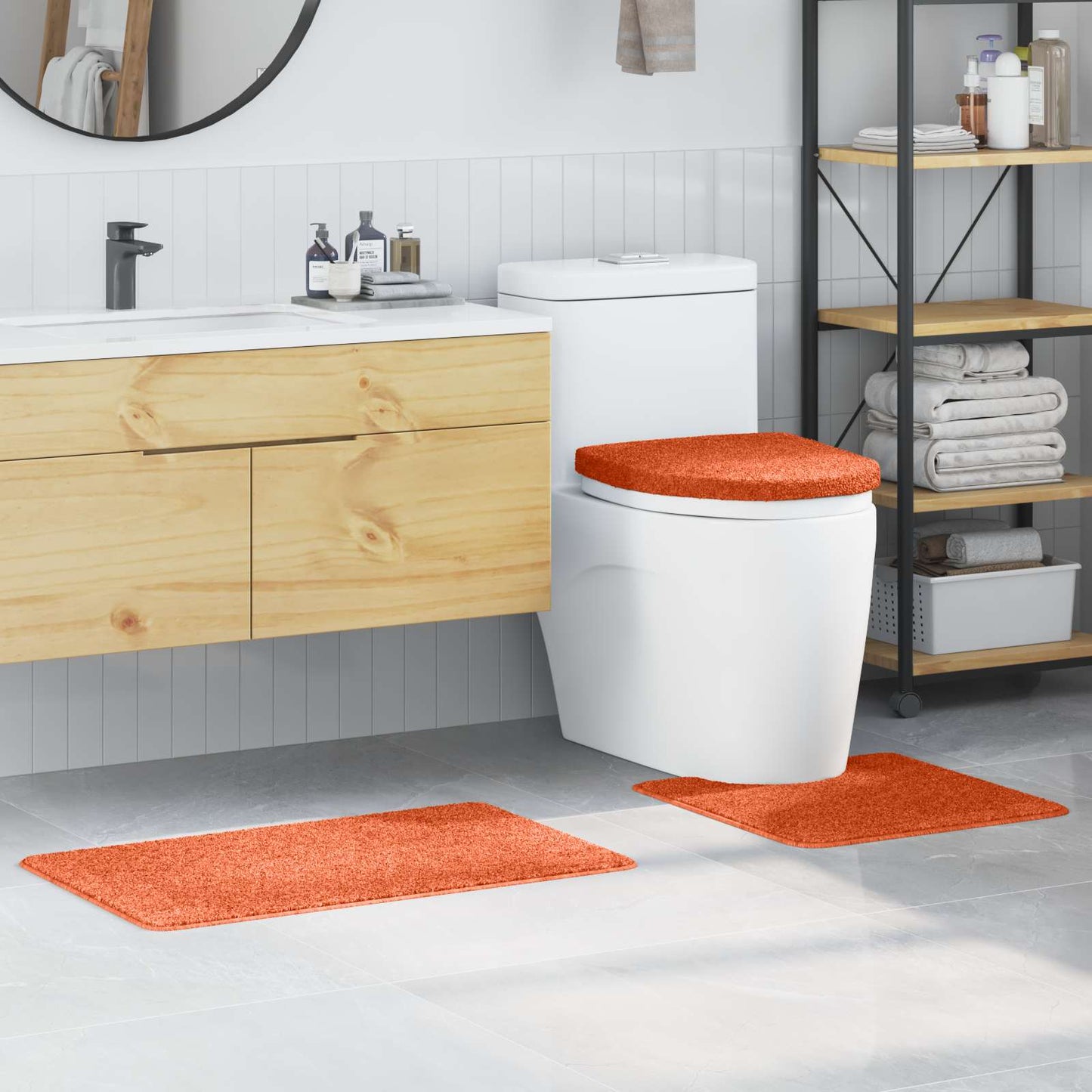 Vidaxl antislip badmat set 3 pcs oranje pp