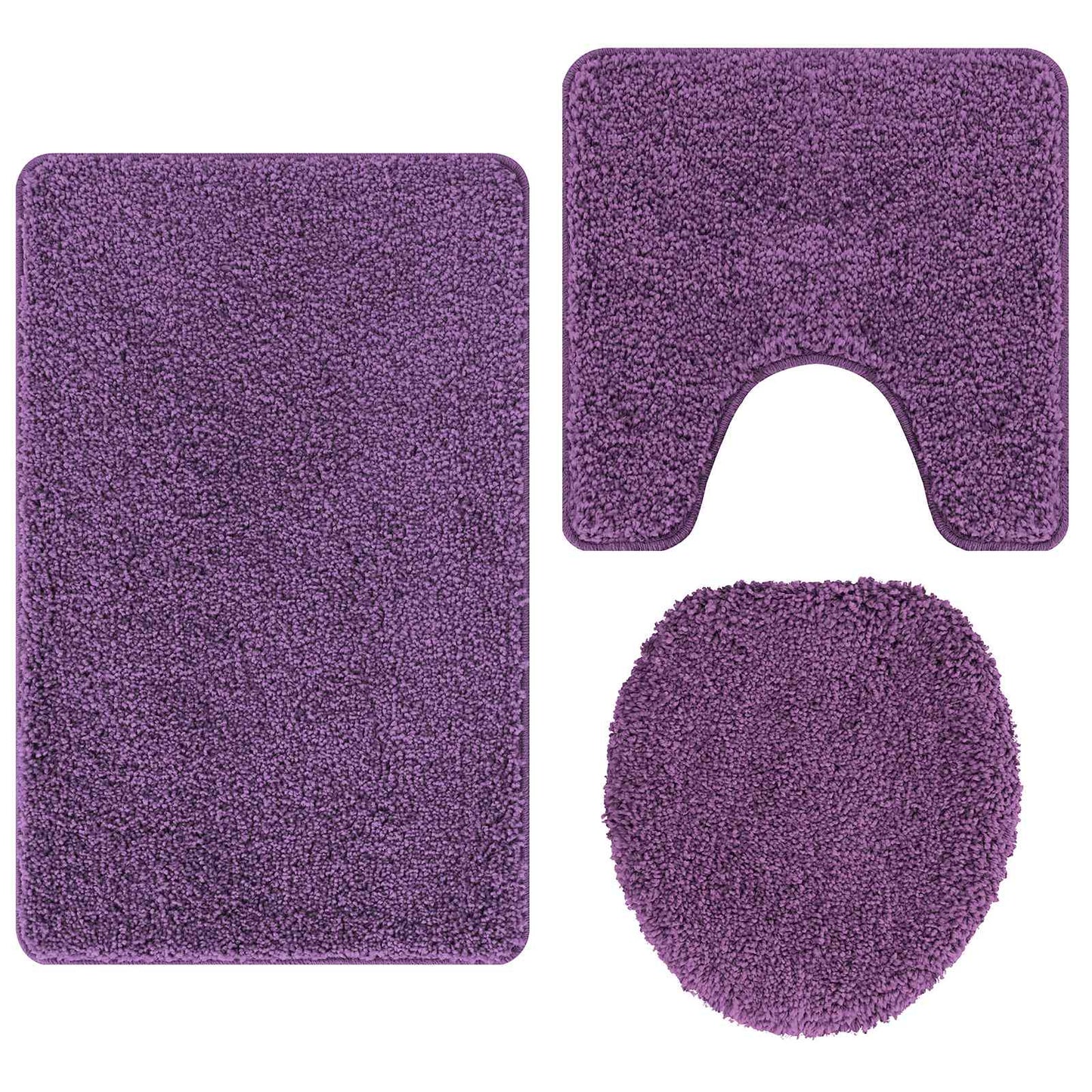 VidaXL juego de alfombrillas de baño antideslizantes 3 pzs pp violeta
