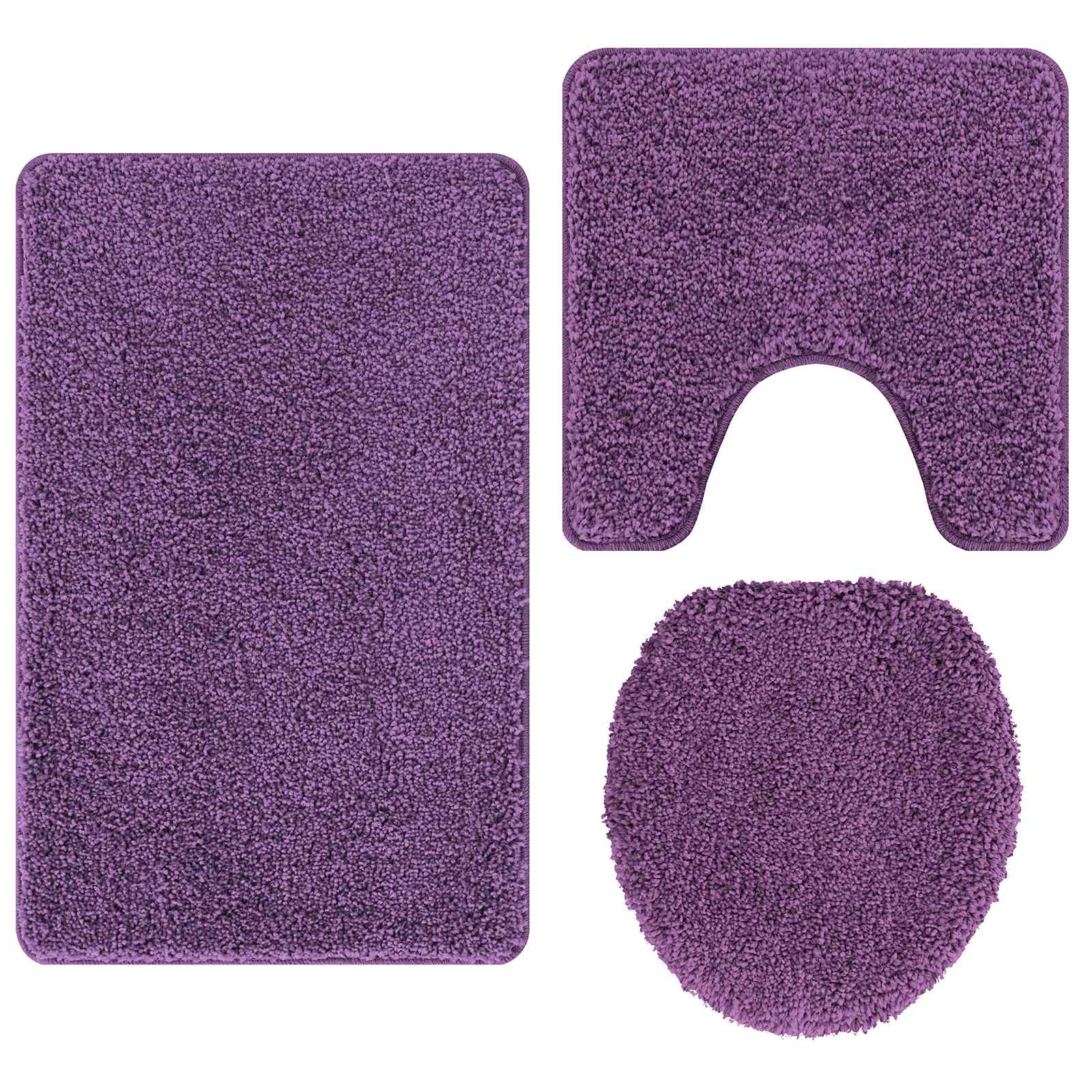VidaXL juego de alfombrillas de baño antideslizantes 3 pzs pp violeta