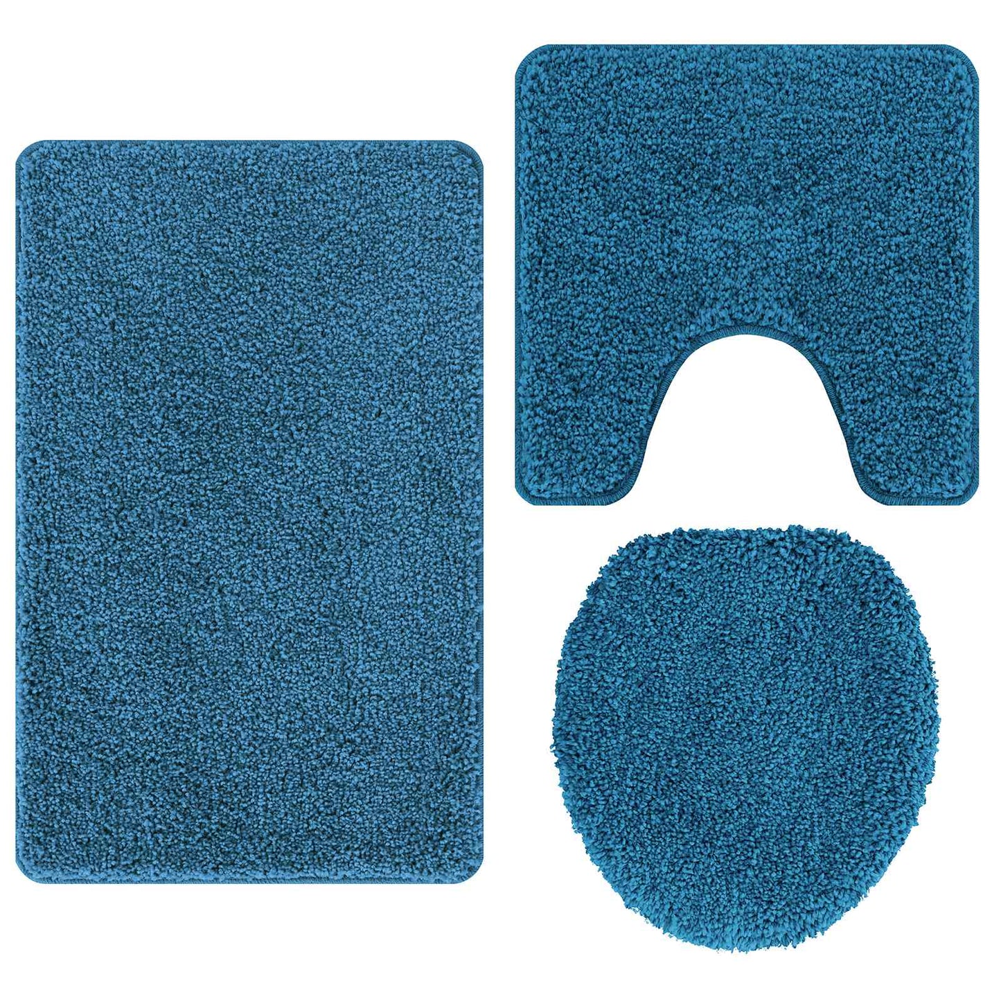 Set tappetini da bagno antiscivolo Vidaxxl 3 pezzi blu pp