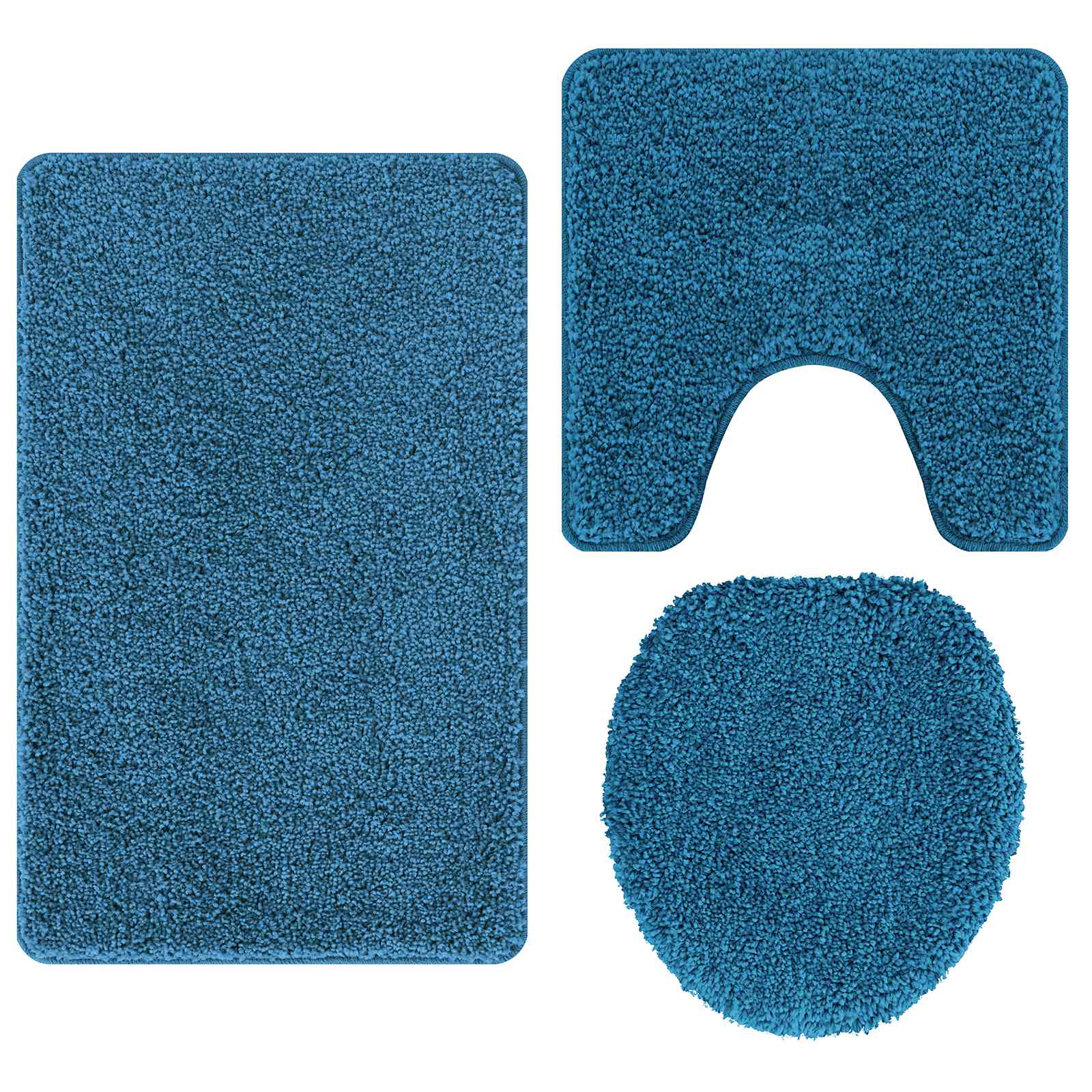 Set tappetini da bagno antiscivolo Vidaxxl 3 pezzi blu pp