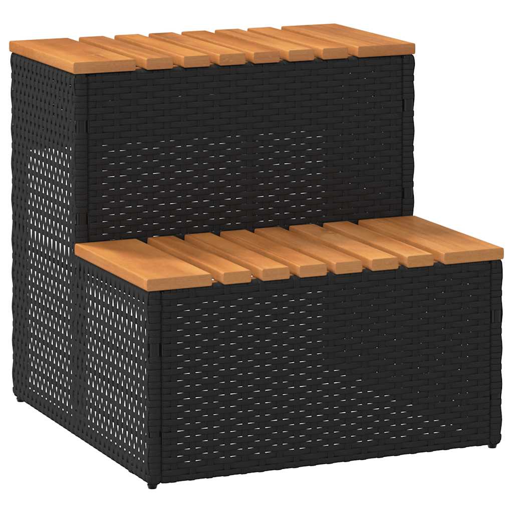 Vidaxl Hottub-Opplement 50x50x50.5cm Poly Rattan Solid Acaciahout Negro