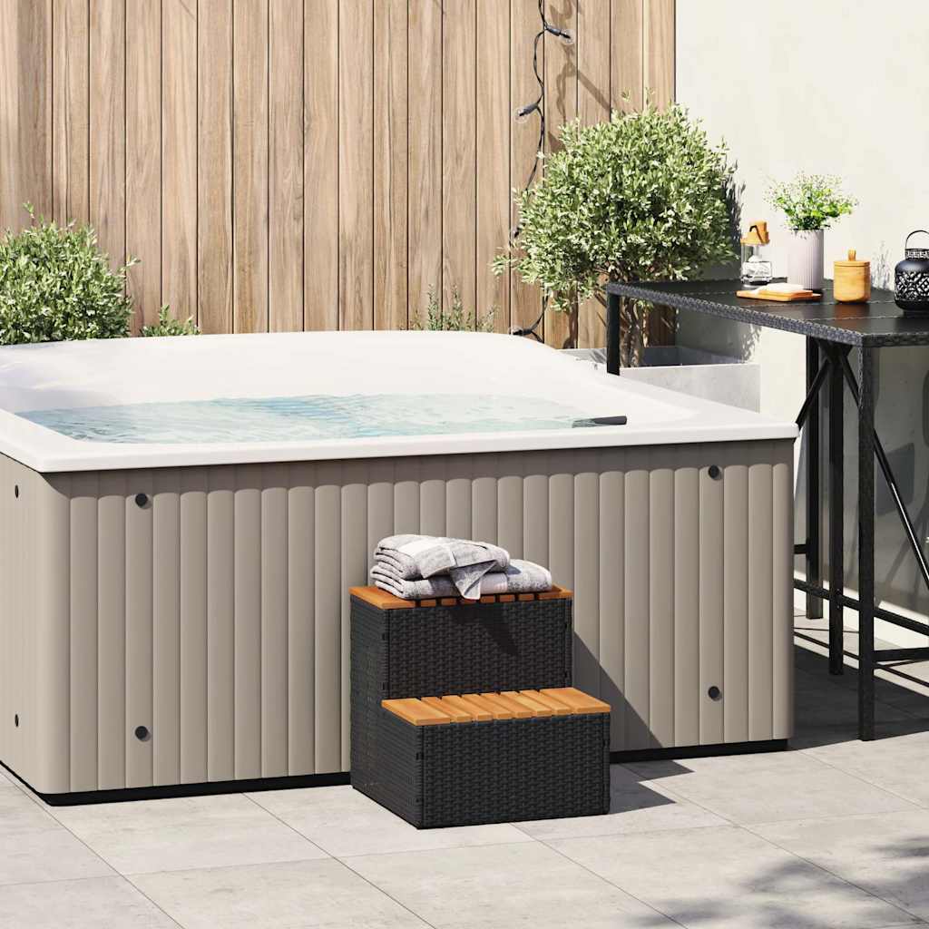 Vidaxl Hottub-Opplement 50x50x50.5cm Poly Rattan Solid Acaciahout Negro