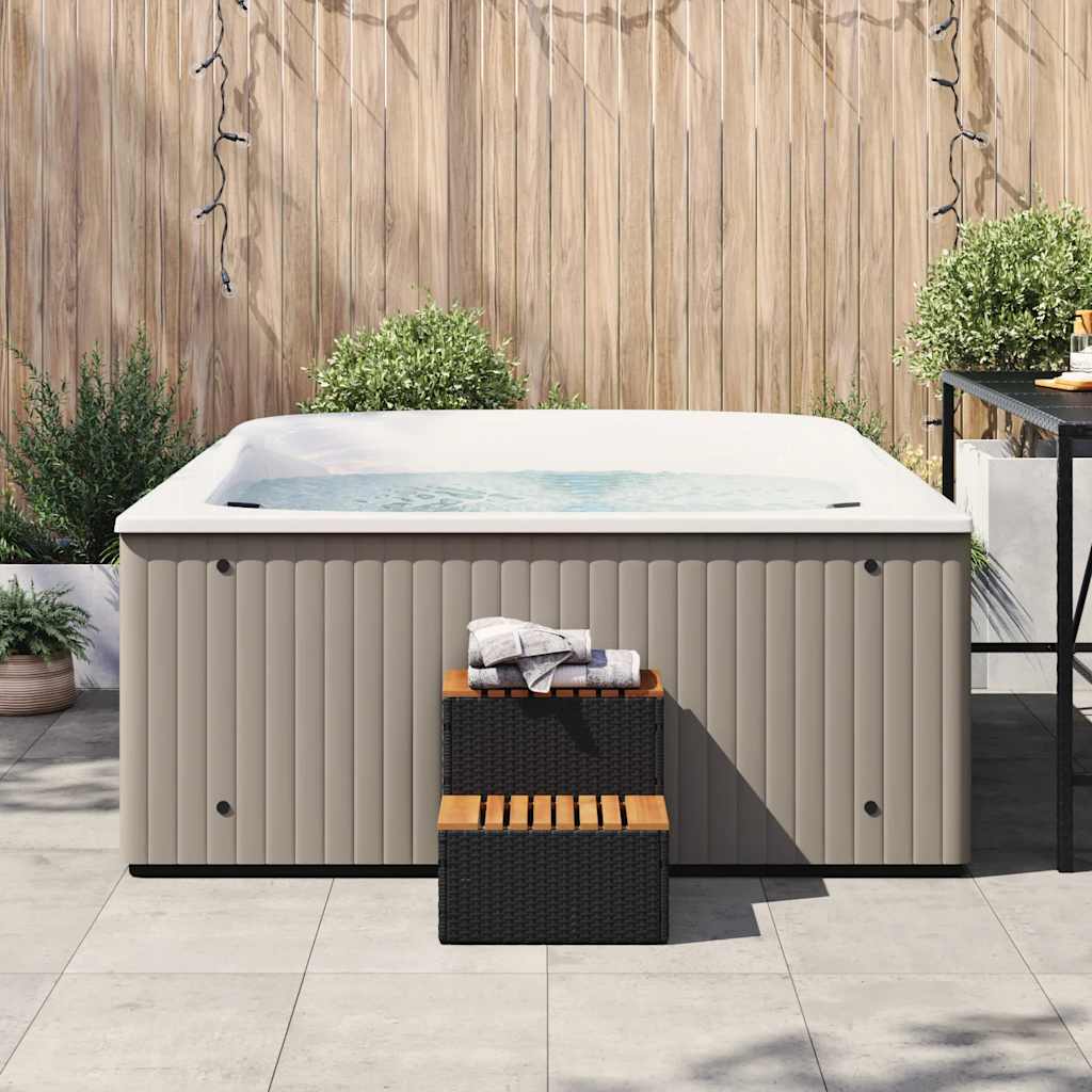 Vidaxl Hottub-Opplement 50x50x50.5cm Poly Rattan Solid Acaciahout Negro