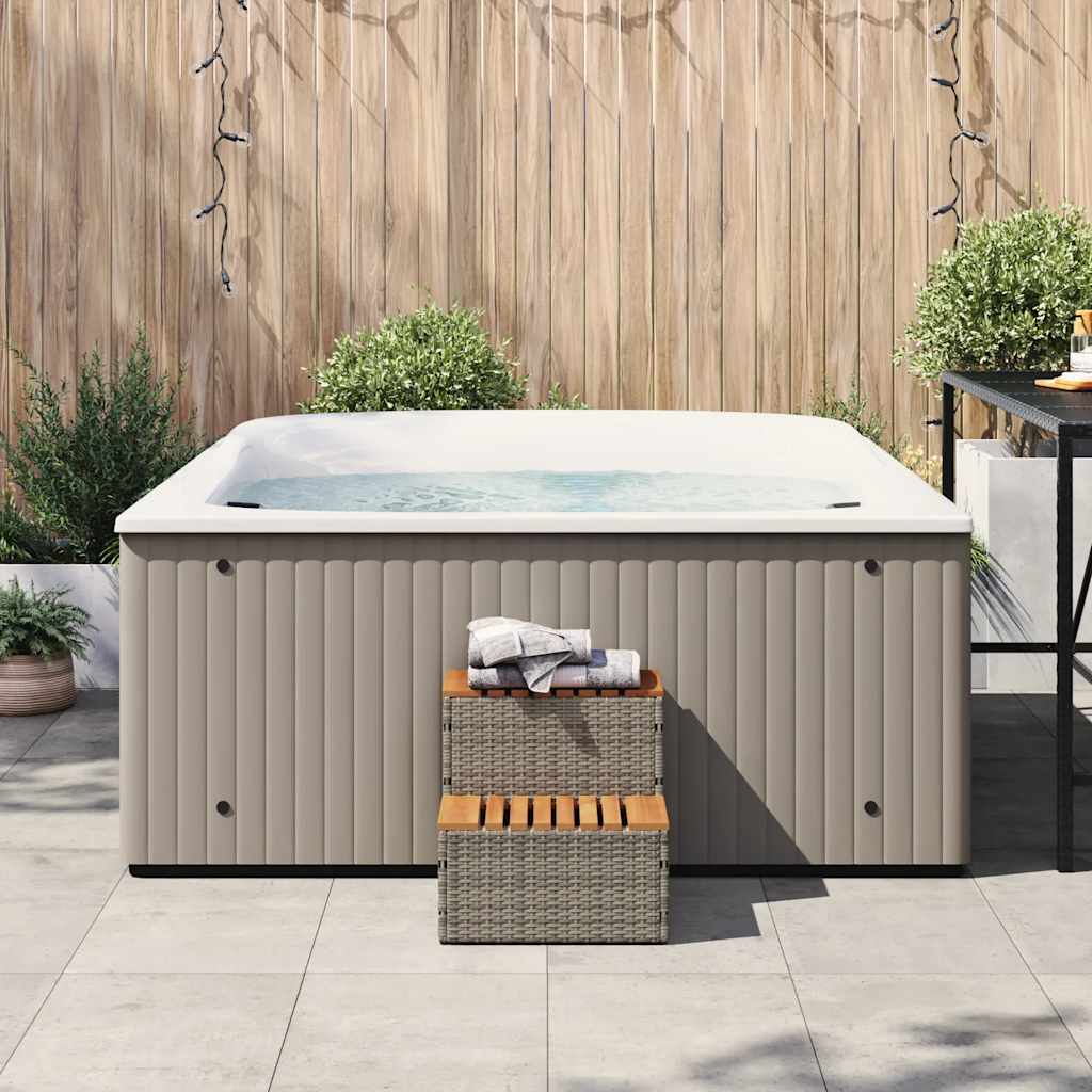 Vidaxl Hottub-Opplement 50x50x50.5cm Poly Rattan Solid Acaciahout Gray