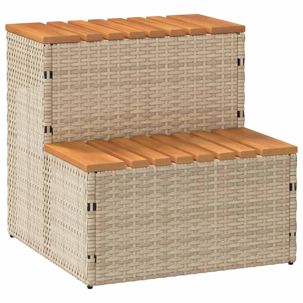 Vidaxl Hottub-Opplement 50x50x50.5cm Poly Rattan Acaciahout beige