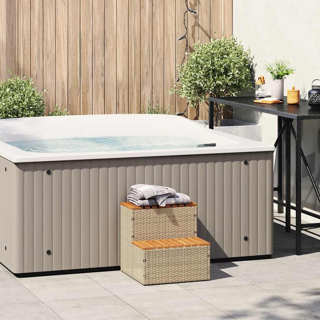 Vidaxl Hottub-Opplement 50x50x50.5cm Poly Rattan Acaciahout beige
