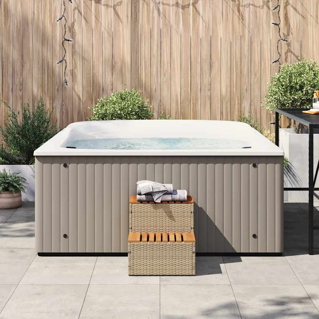 Vidaxl Hottub-Opplement 50x50x50.5cm Poly Rattan Acaciahout beige