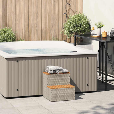 Vidaxl Hottub-Opplement 50x50x50.5 cm Poly Rattan sólido Acaciahout