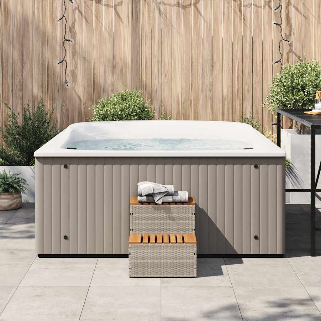 Vidaxl Hottub-Opplement 50x50x50.5 cm Poly Rattan sólido Acaciahout
