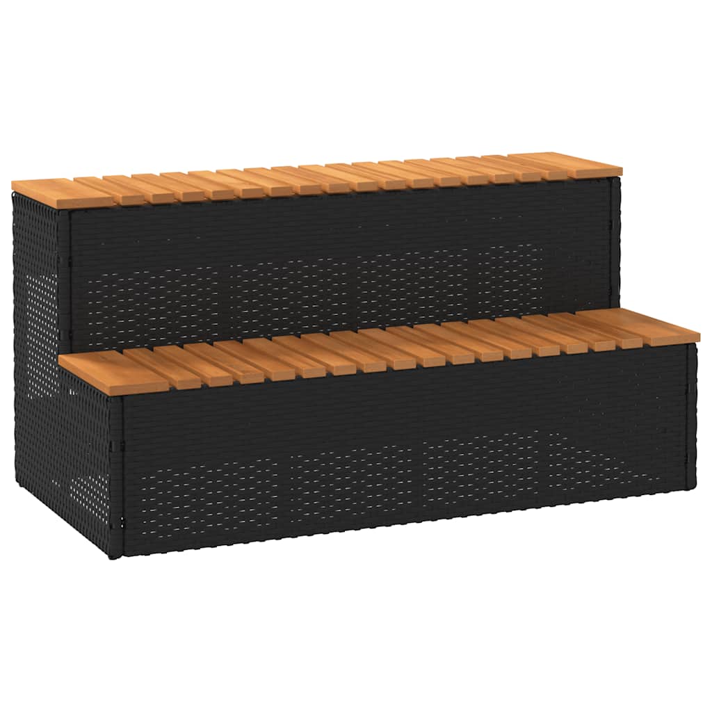 Vidaxl Hotub-Opplement 100x50x50.5 cm Poly Rattan Solid Acaciahout