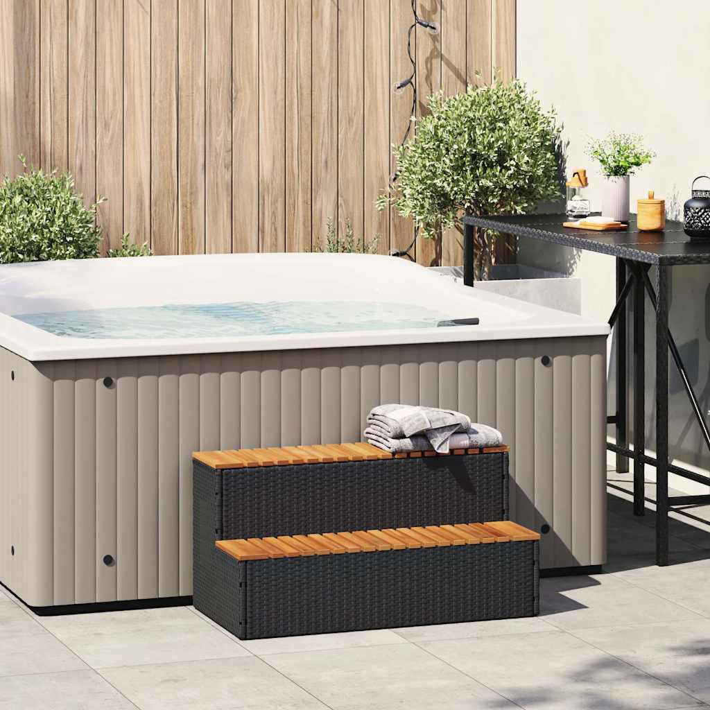 Vidaxl Hotub-Opplement 100x50x50.5 cm Poly Rattan Solid Acaciahout