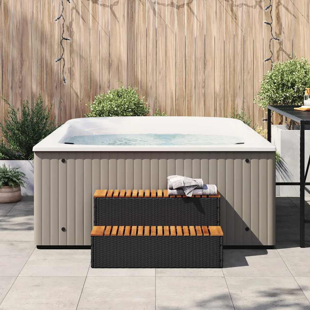 Vidaxl Hotub-Opplement 100x50x50.5 cm Poly Rattan Solid Acaciahout