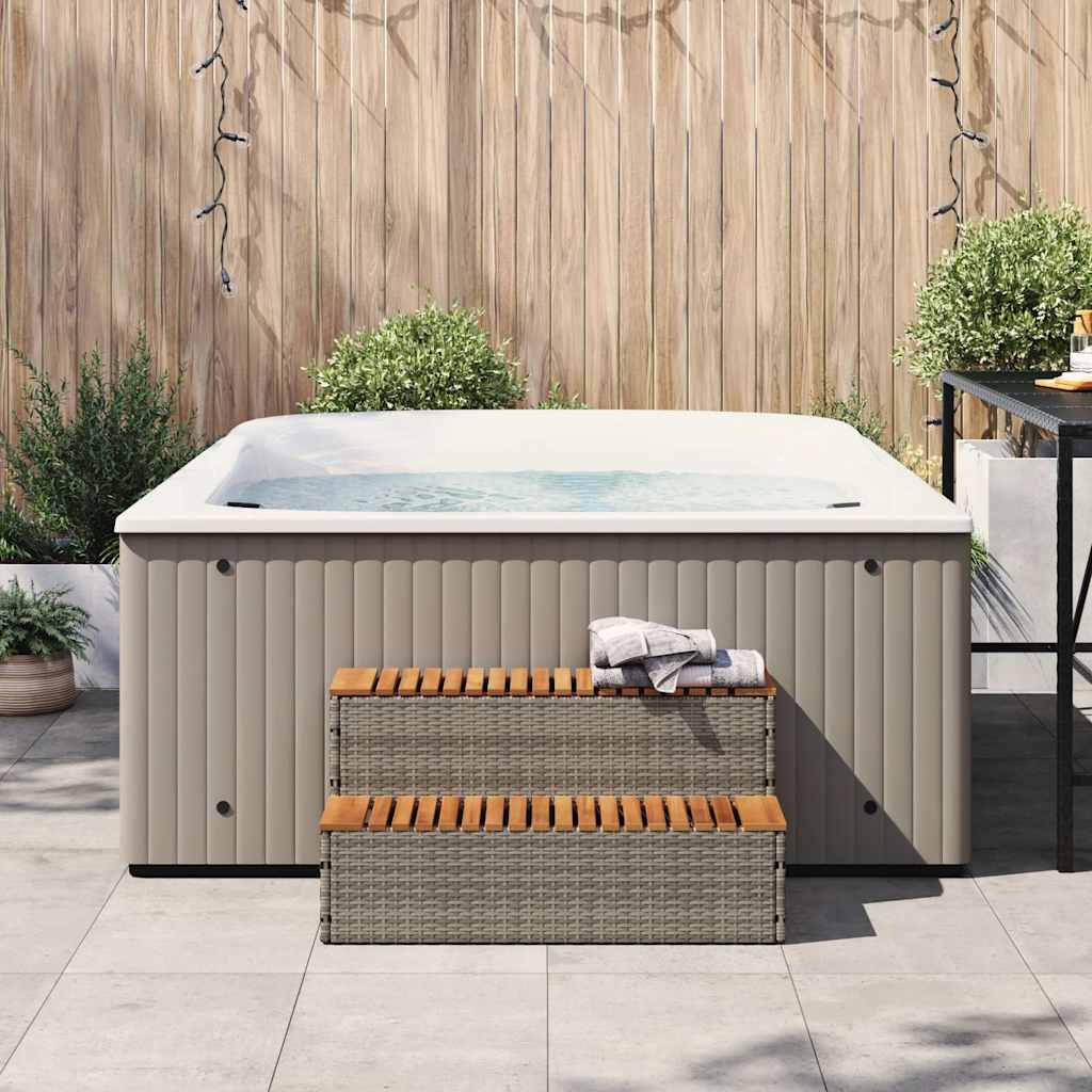 Vidaxl Hottub-Opplement 100x50x50.5 cm Poly Rattan sólido Acaciahout