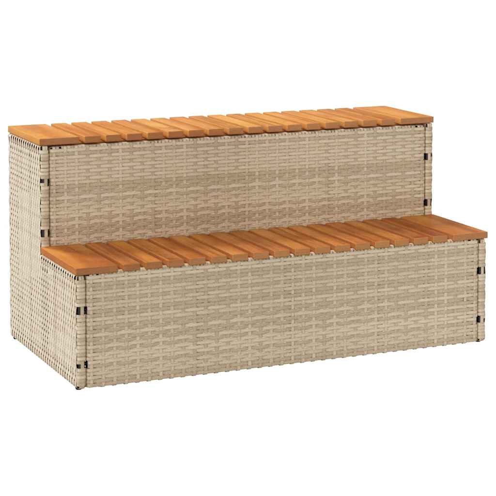 Gradino per vasca idromassaggio Vidaxx 100x50x50,5 cm in polyrattan in legno massello di acacia