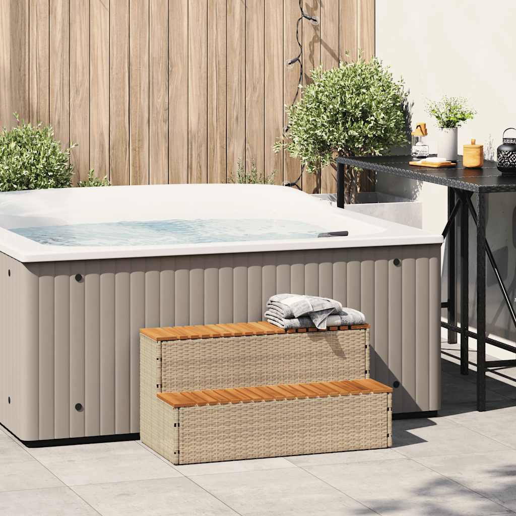 Gradino per vasca idromassaggio Vidaxx 100x50x50,5 cm in polyrattan in legno massello di acacia