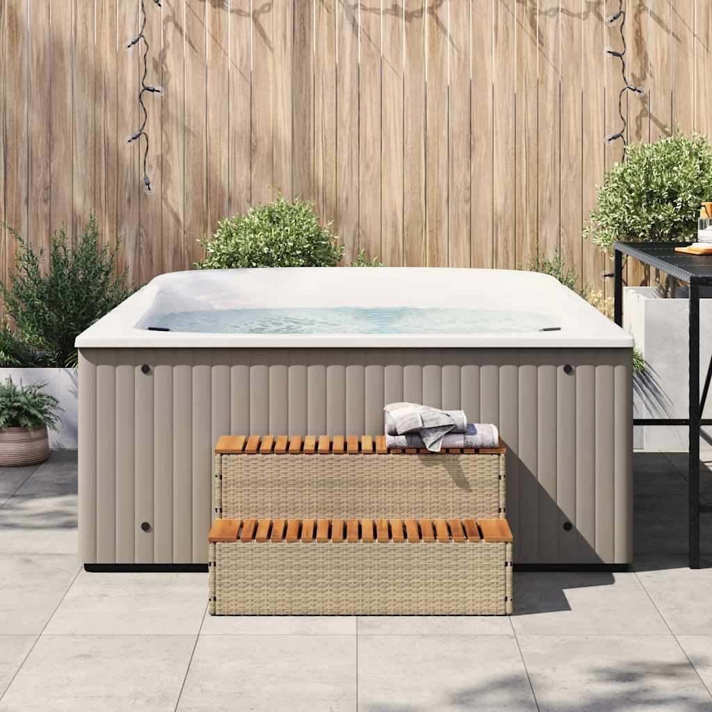 Gradino per vasca idromassaggio Vidaxx 100x50x50,5 cm in polyrattan in legno massello di acacia