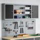 Vidaxl gereedschapskast set met plank 4 pcs zwart gepoedercoat staal