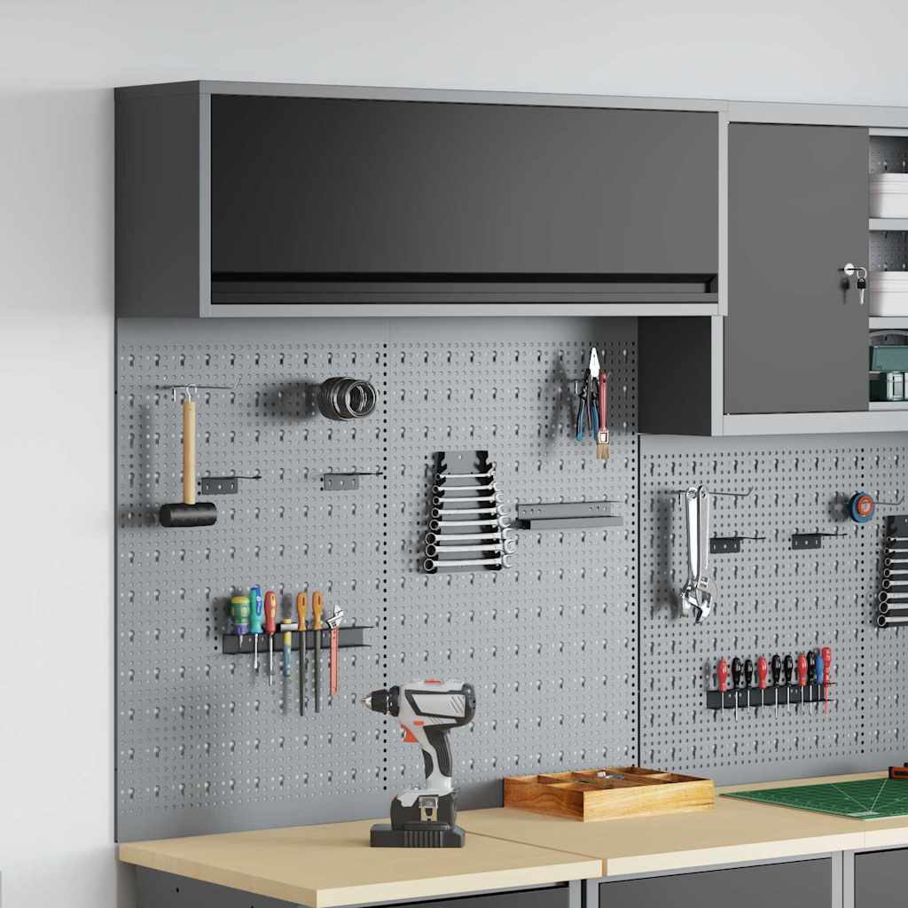 Vidaxl gereedschapskast set met plank 3 pcs zwart gepoedercoat staal