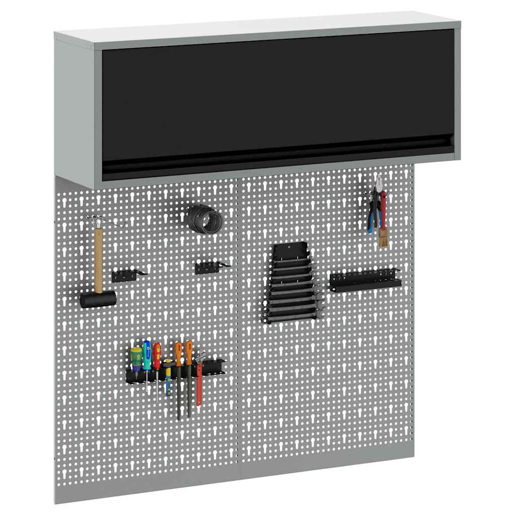 Vidaxl gereedschapskast set met plank 3 pcs zwart gepoedercoat staal