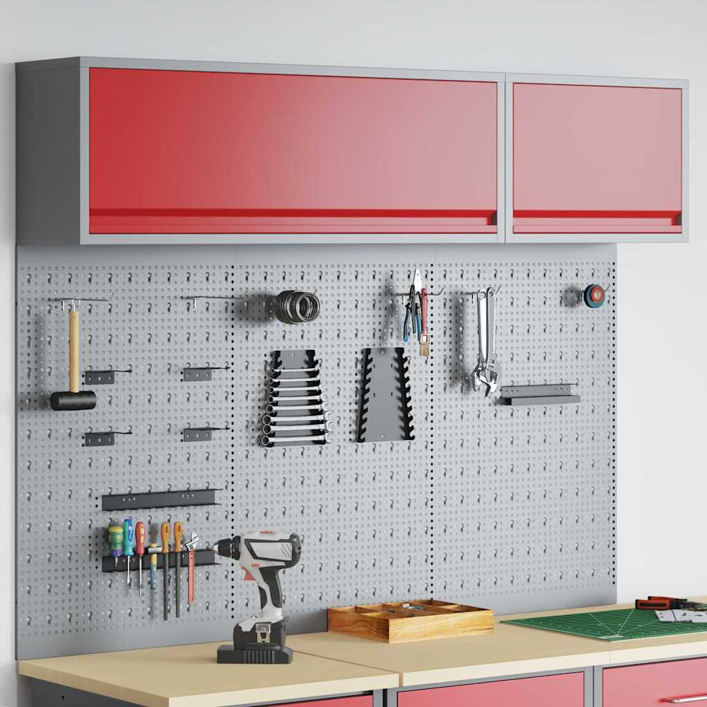 Set armadio portautensili Vidaxxl con ripiano 5 pezzi in acciaio verniciato a polvere rosso