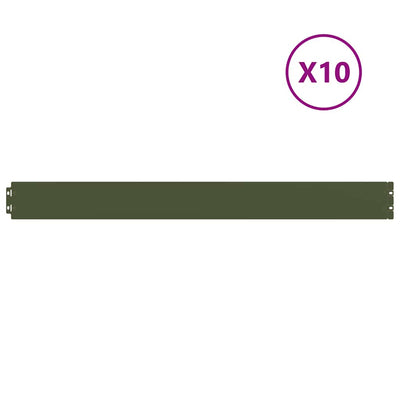 Bordi per prato Vidaxl 10 pz 10x103 cm in acciaio laminato a freddo verde oliva