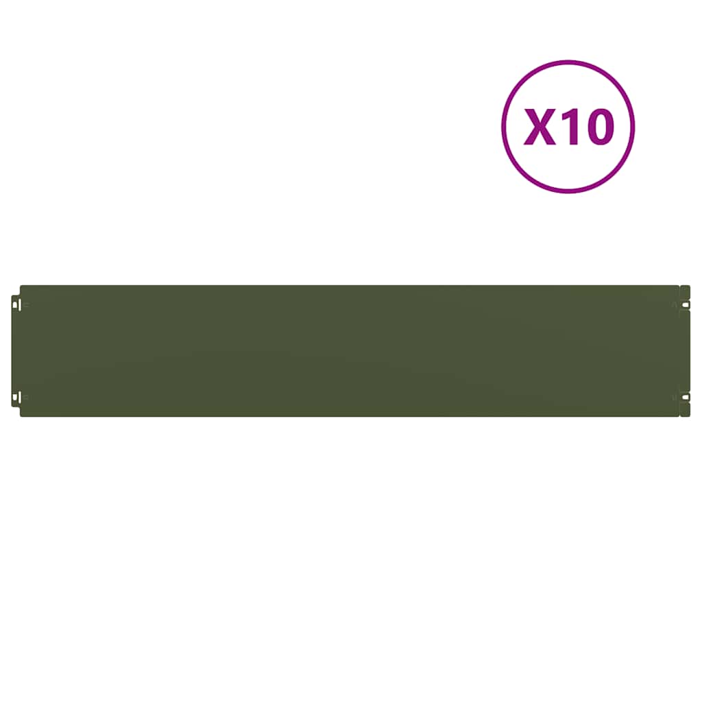 Bordi per prato Vidaxl 10 pz 20x103 cm in acciaio laminato a freddo verde oliva
