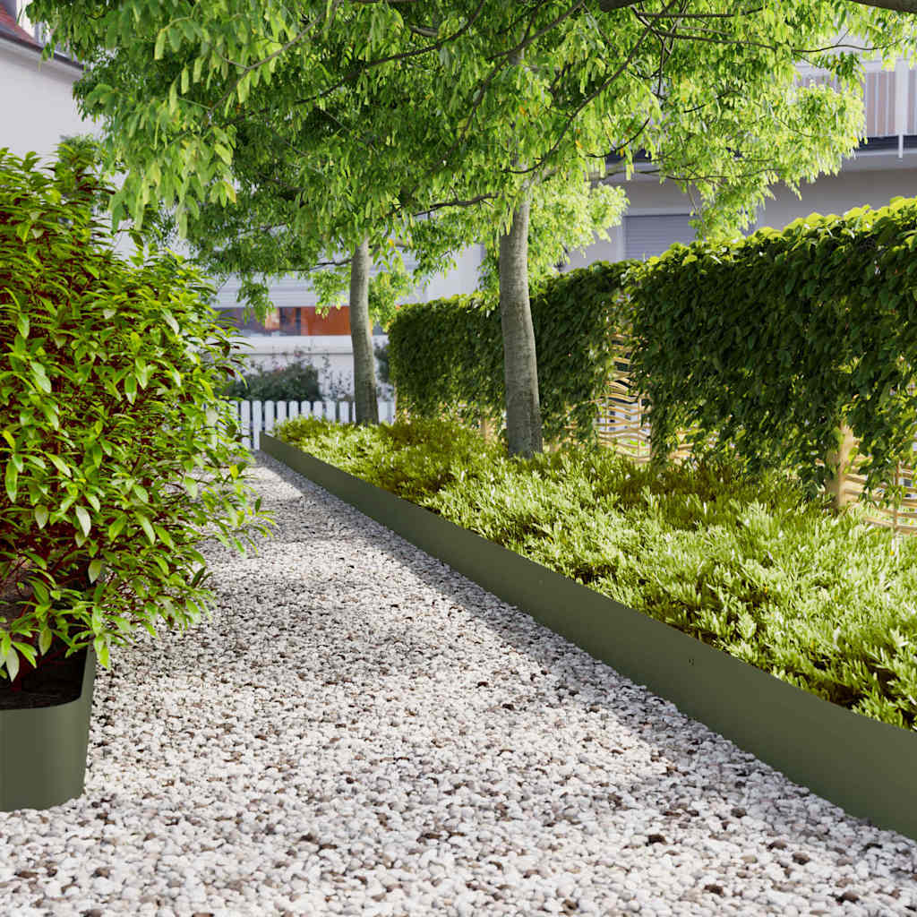 Vidaxl gazonranden 30 st 20x103 cm koudgewalst staal olijfgroen