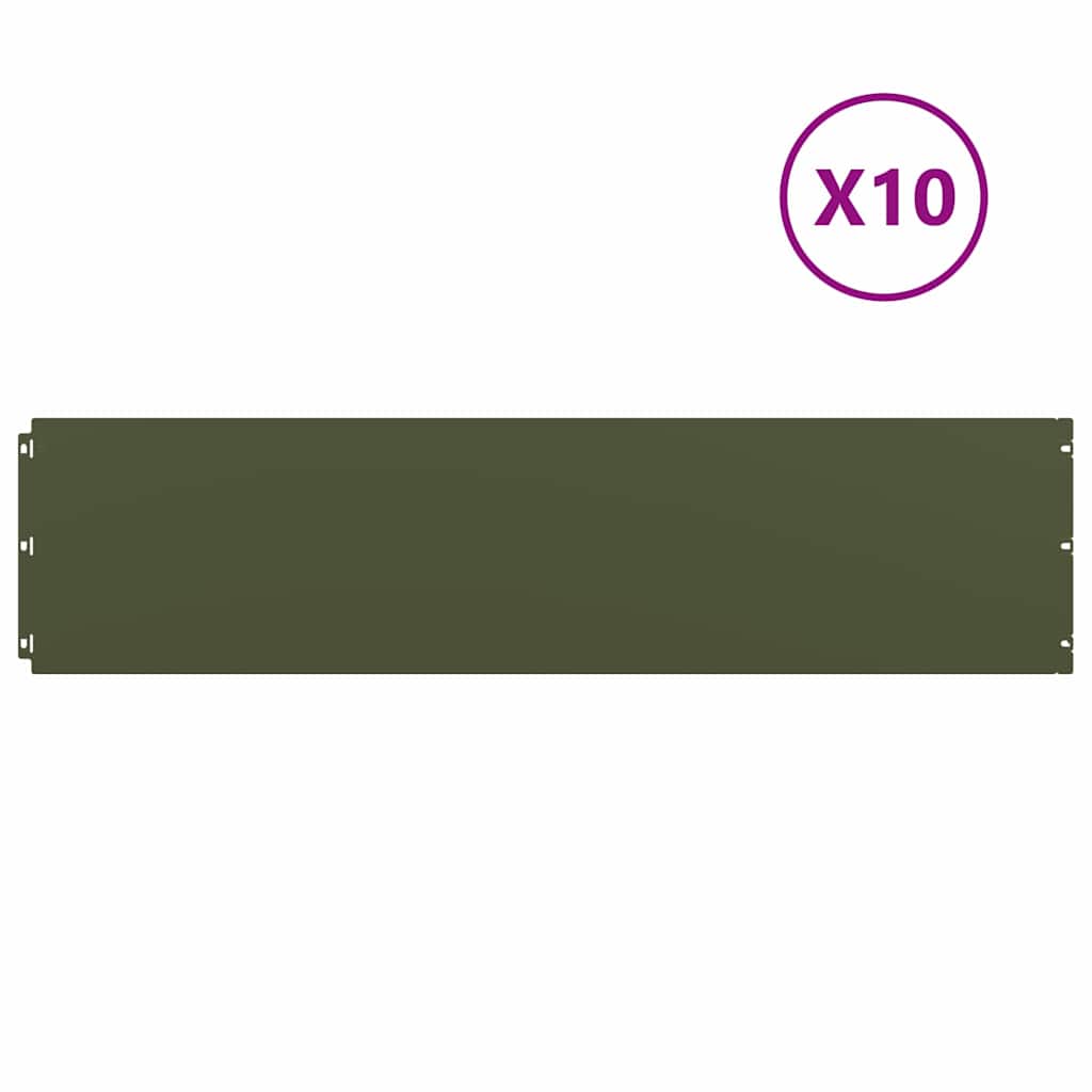 Vidaxl gazonranden 10 st 25x103 cm koudgewalst staal olijfgroen
